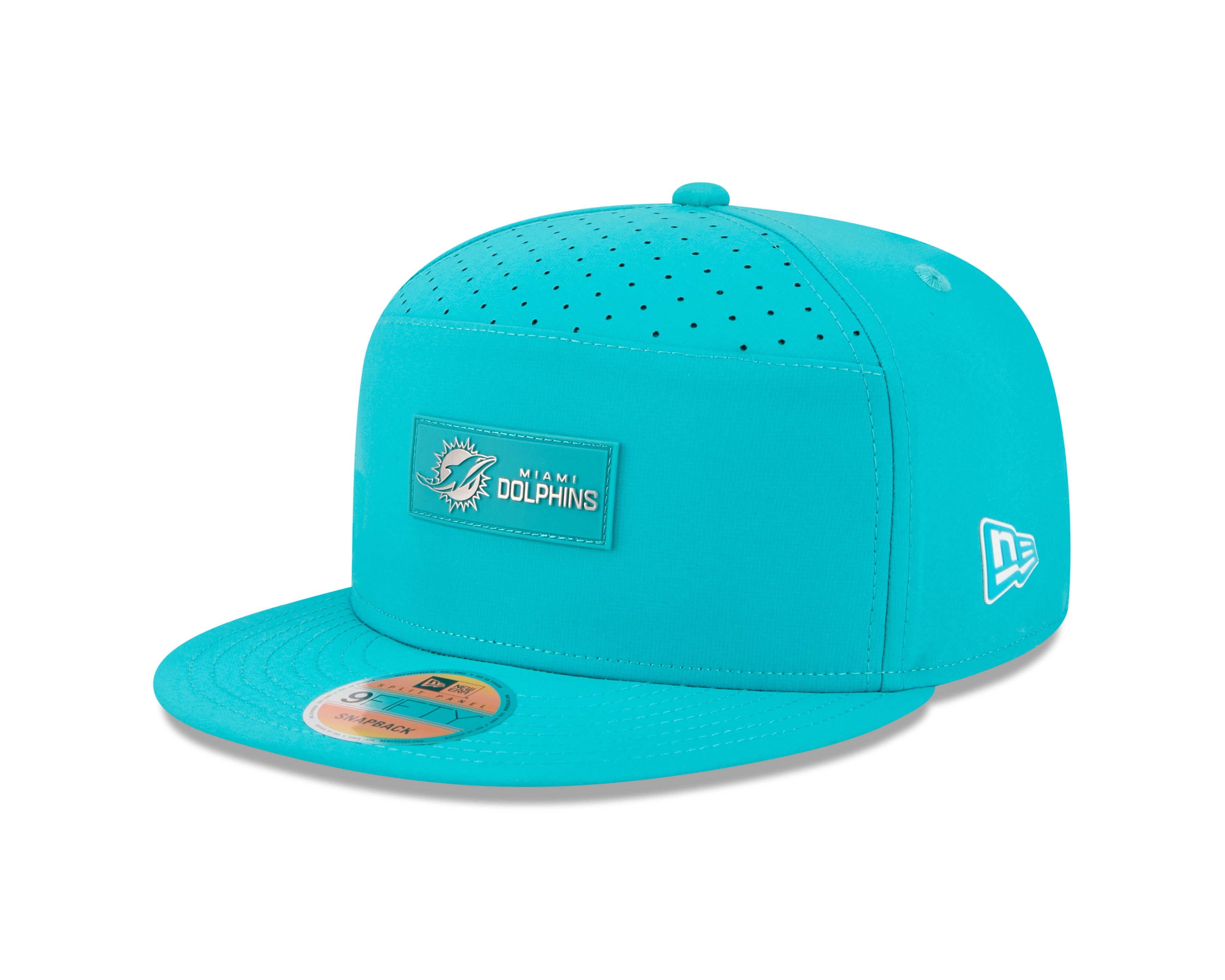 Casquette snapback NFL New Era 9Fifty 2025 Sideline Hot Weather pour homme, bleu sarcelle, des Dolphins de Miami