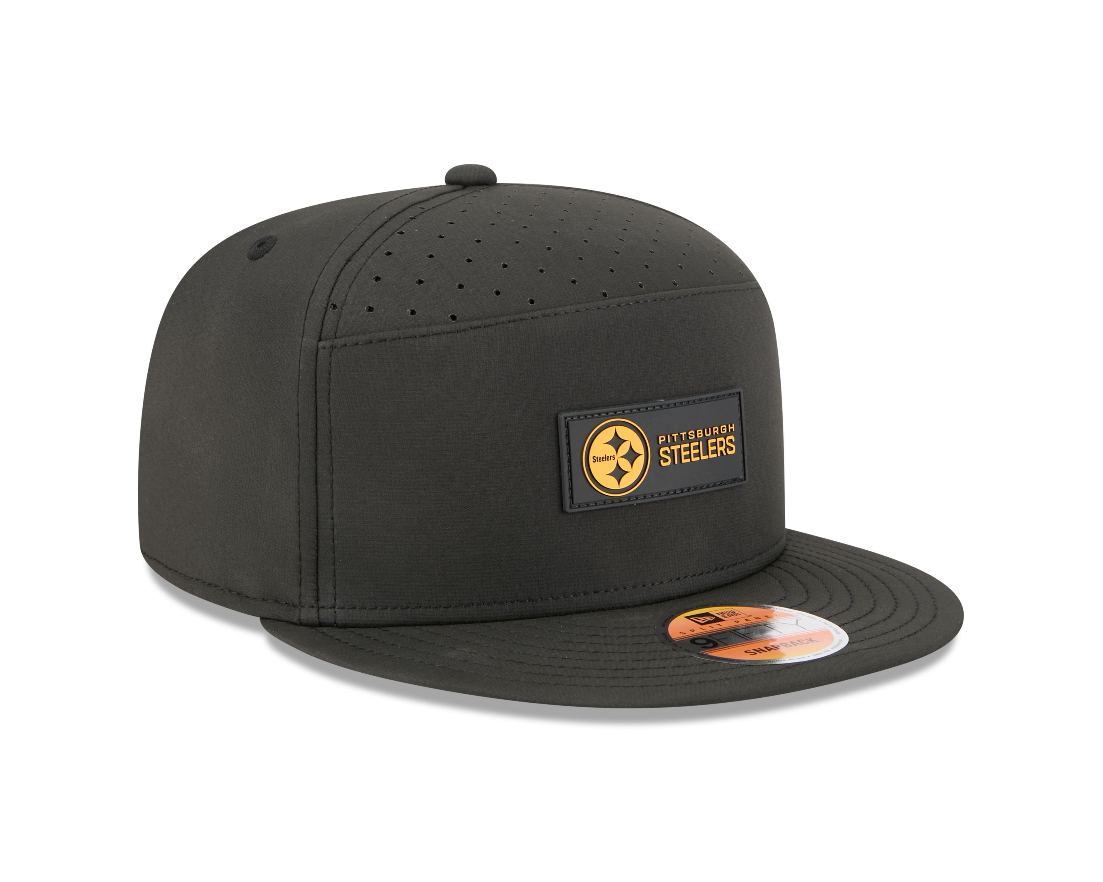 Pittsburgh Steelers NFL New Era Men's Black 9Fifty 2025 Sideline Hot Weather Split Panel Snapback