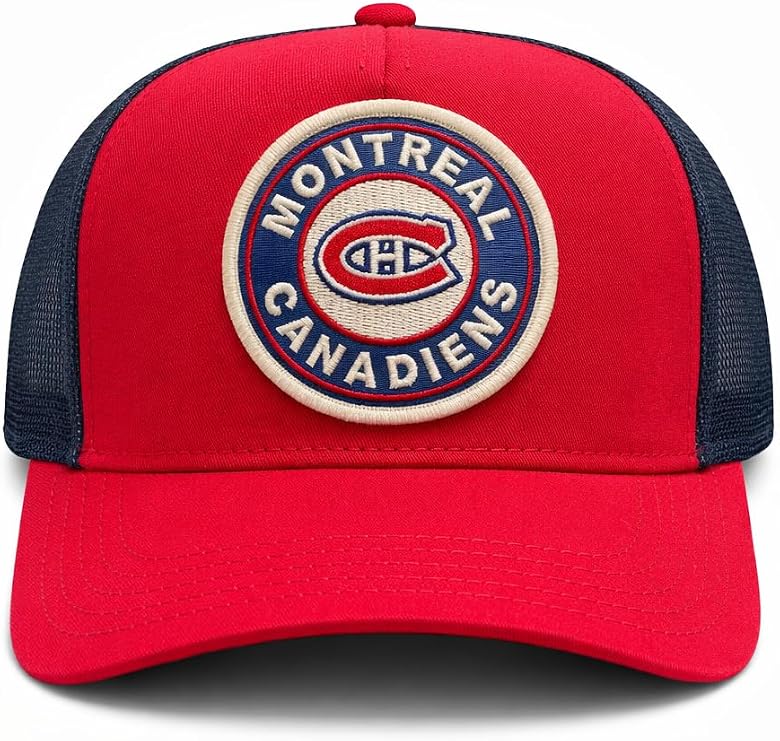 Montreal Canadiens NHL American Needle Men's Red/Navy Valin Mesh Back Trucker Snapback Hat