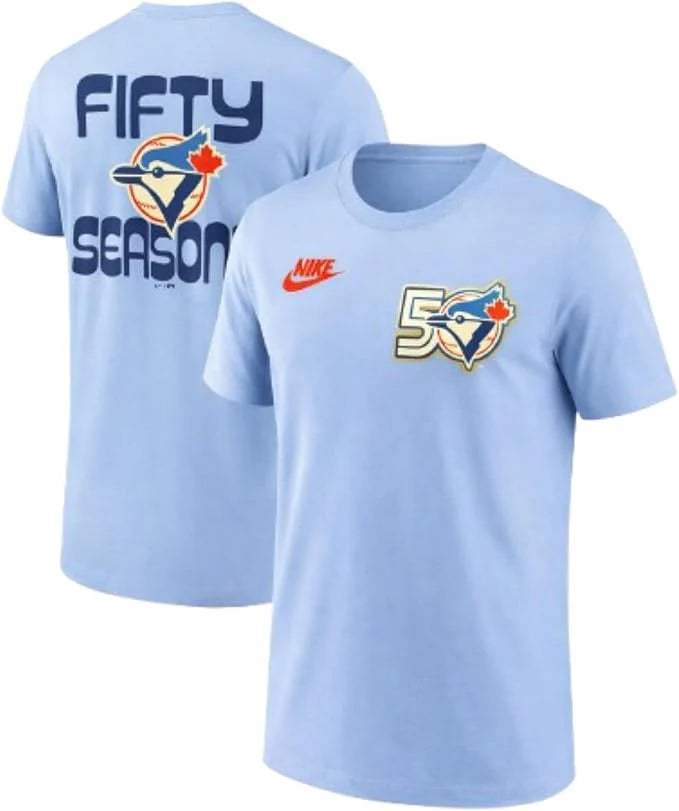 Toronto Blue Jays MLB Nike Men's Light Blue 50th Anniversary Big Leagues T-Shirt