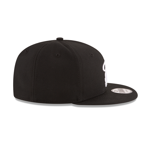 Casquette à visière plate 9Fifty Basic Snapback pour homme Miami Heat NBA New Era noire/blanche