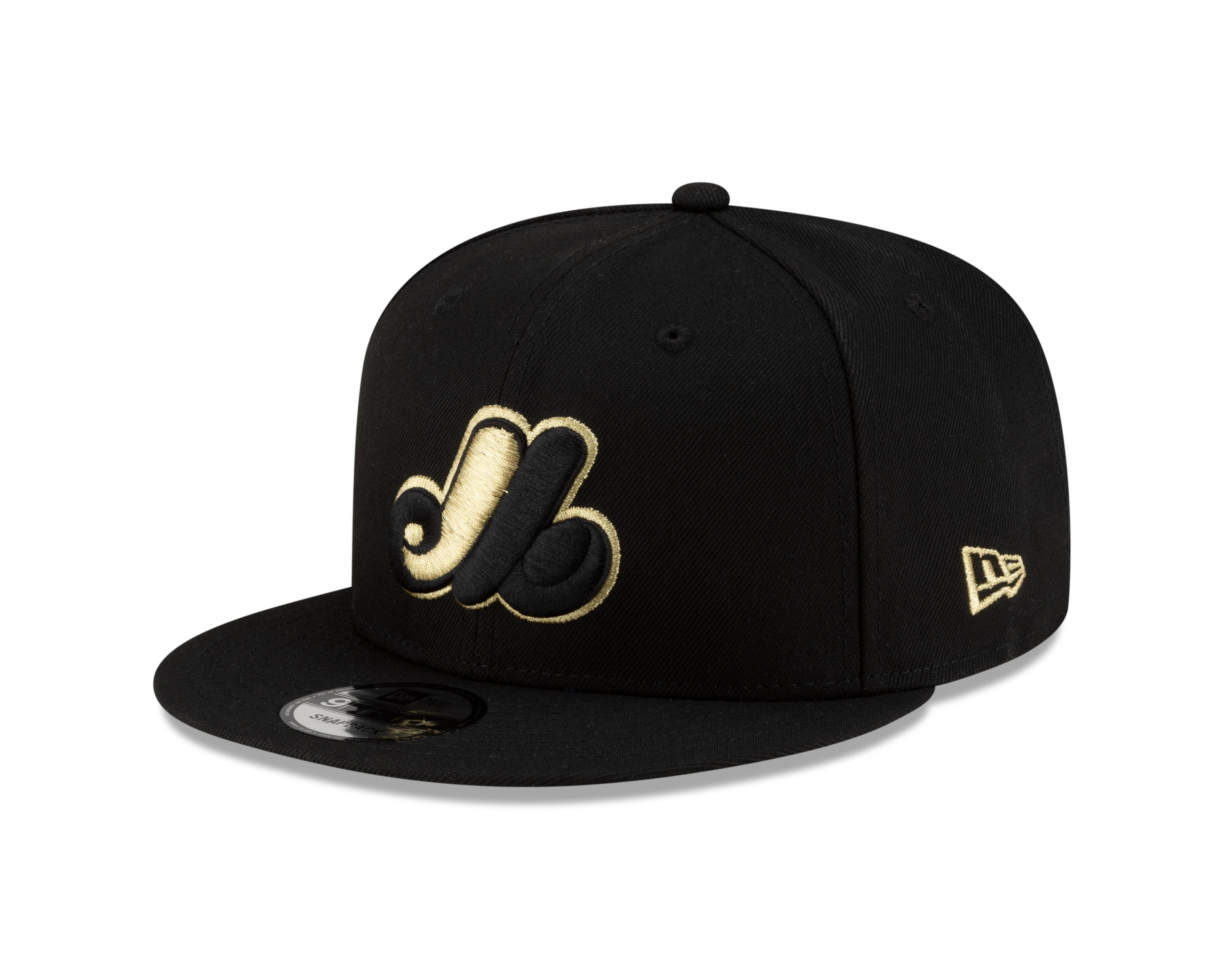 Montreal Expos MLB New Era Men's Black/Gold 9Fifty Cooperstown Snapback