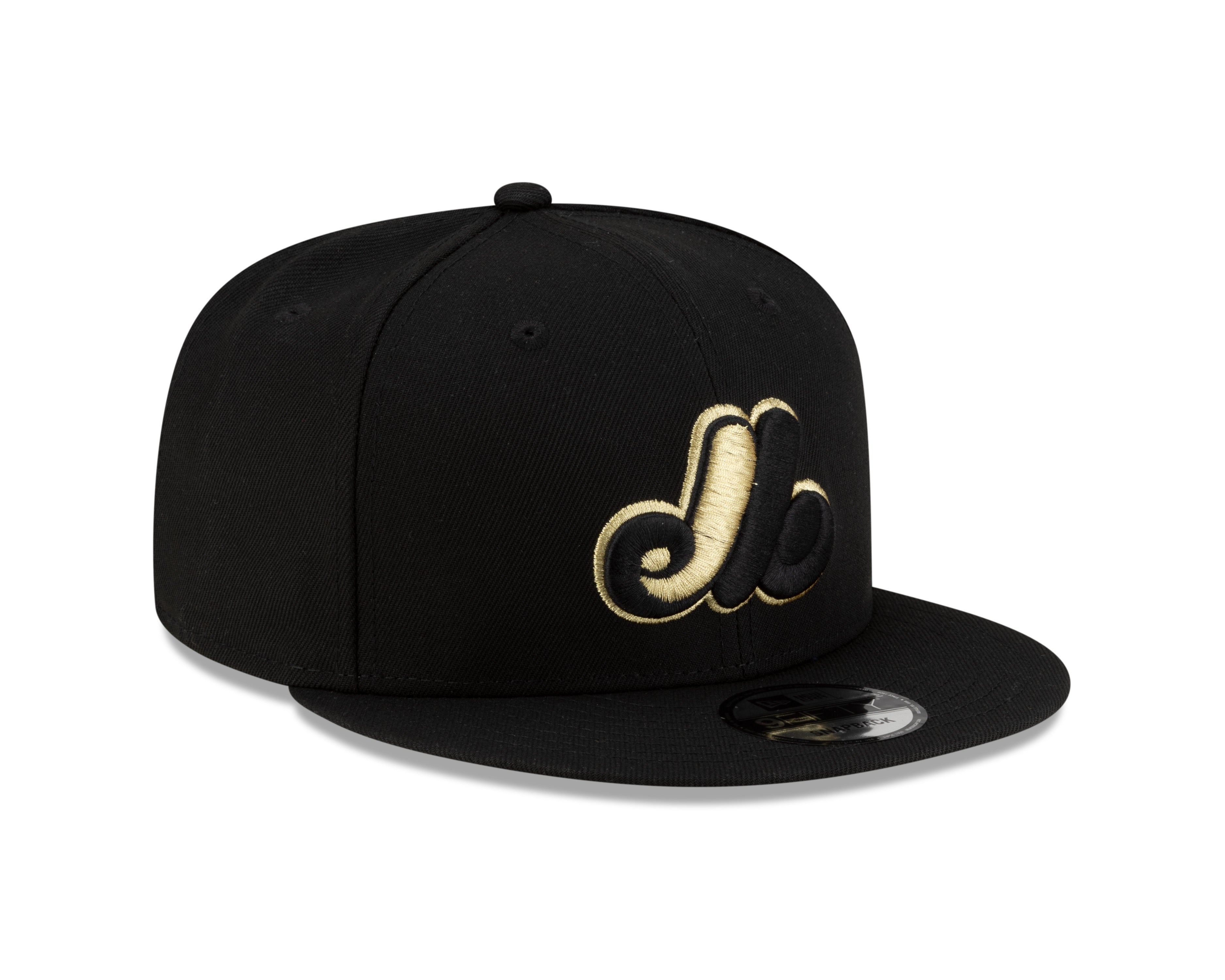 Montreal Expos MLB New Era Men's Black/Gold 9Fifty Cooperstown Snapback