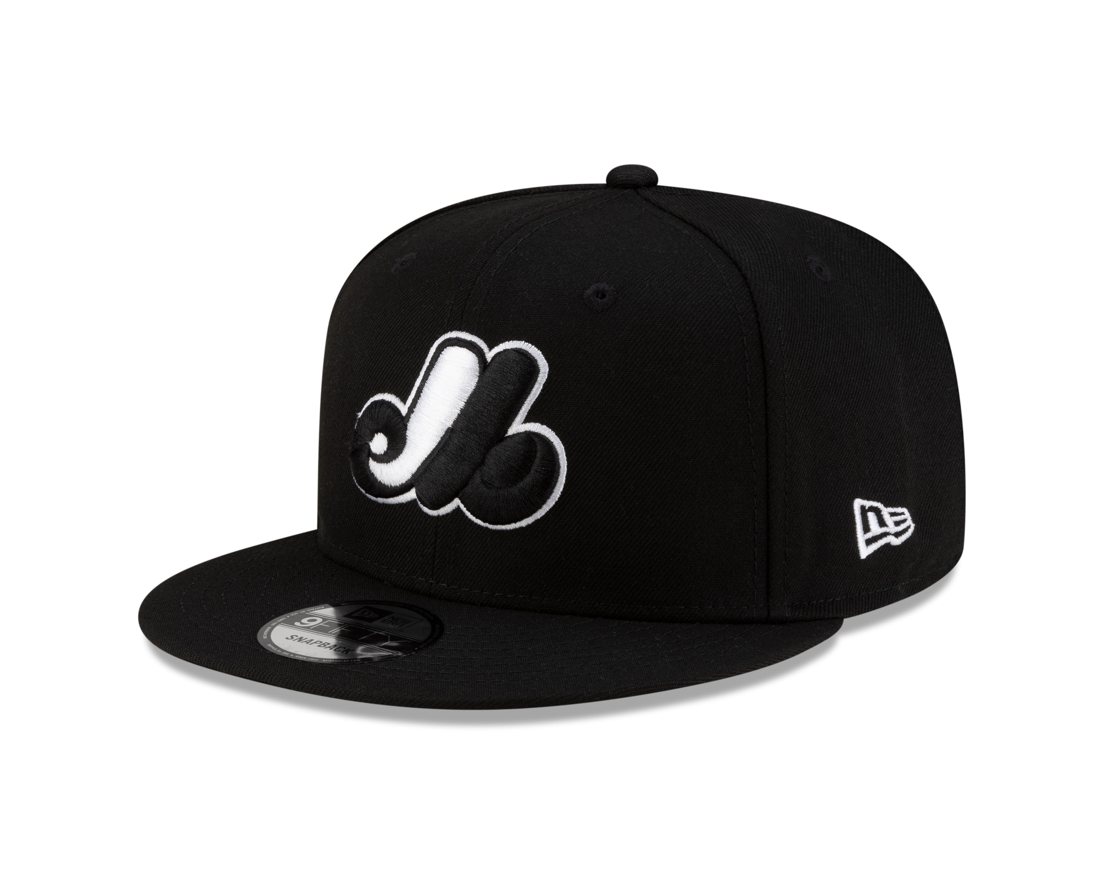 Montreal Expos MLB New Era Men's Black/White 9Fifty Cooperstown National League Patch Snapback