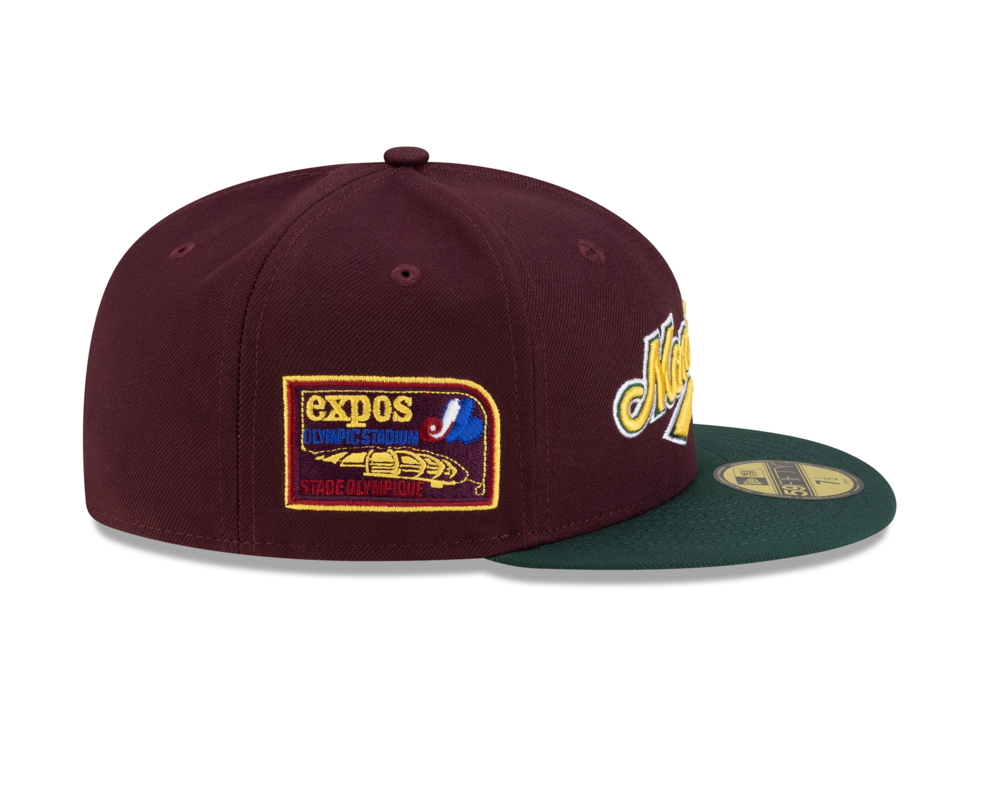 Expos de Montréal MLB New Era pour hommes marron/vert 59Fifty Olympic Stadium Patch Cooperstown Casquette ajustée
