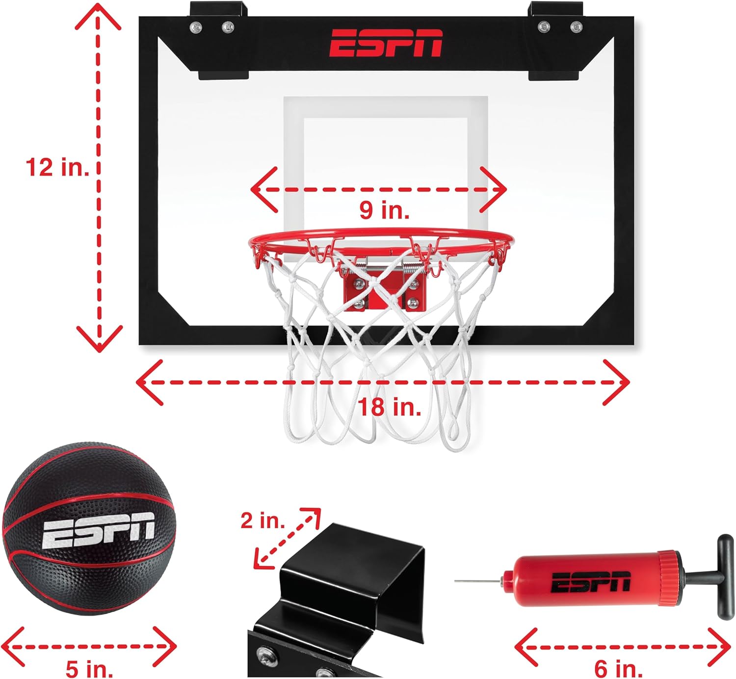 ESPN Pro Mini Basketball Hoop With Foldable Rim