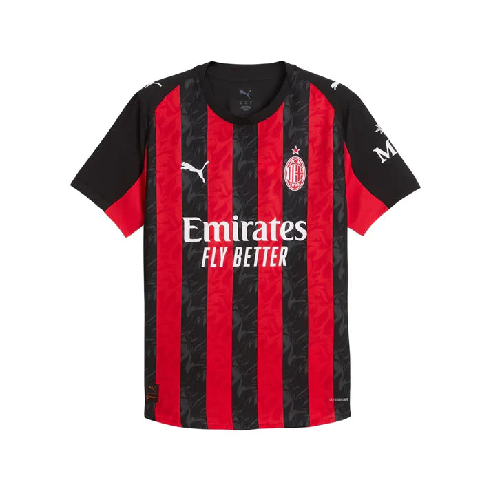 Maillot domicile authentique AC Milan Serie A Puma pour homme, rouge et noir, saison 2025/26