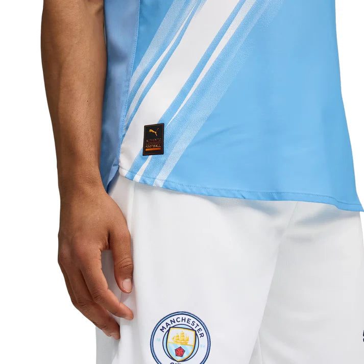 Maillot domicile authentique Manchester City EPL Puma pour homme, bleu clair, saison 2025/26, avec boîte