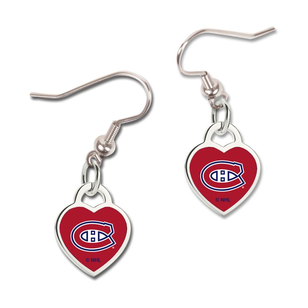 Boucles d'oreilles avec logo de l'équipe WinCraft 3D en forme de cœur des Canadiens de Montréal de la LNH