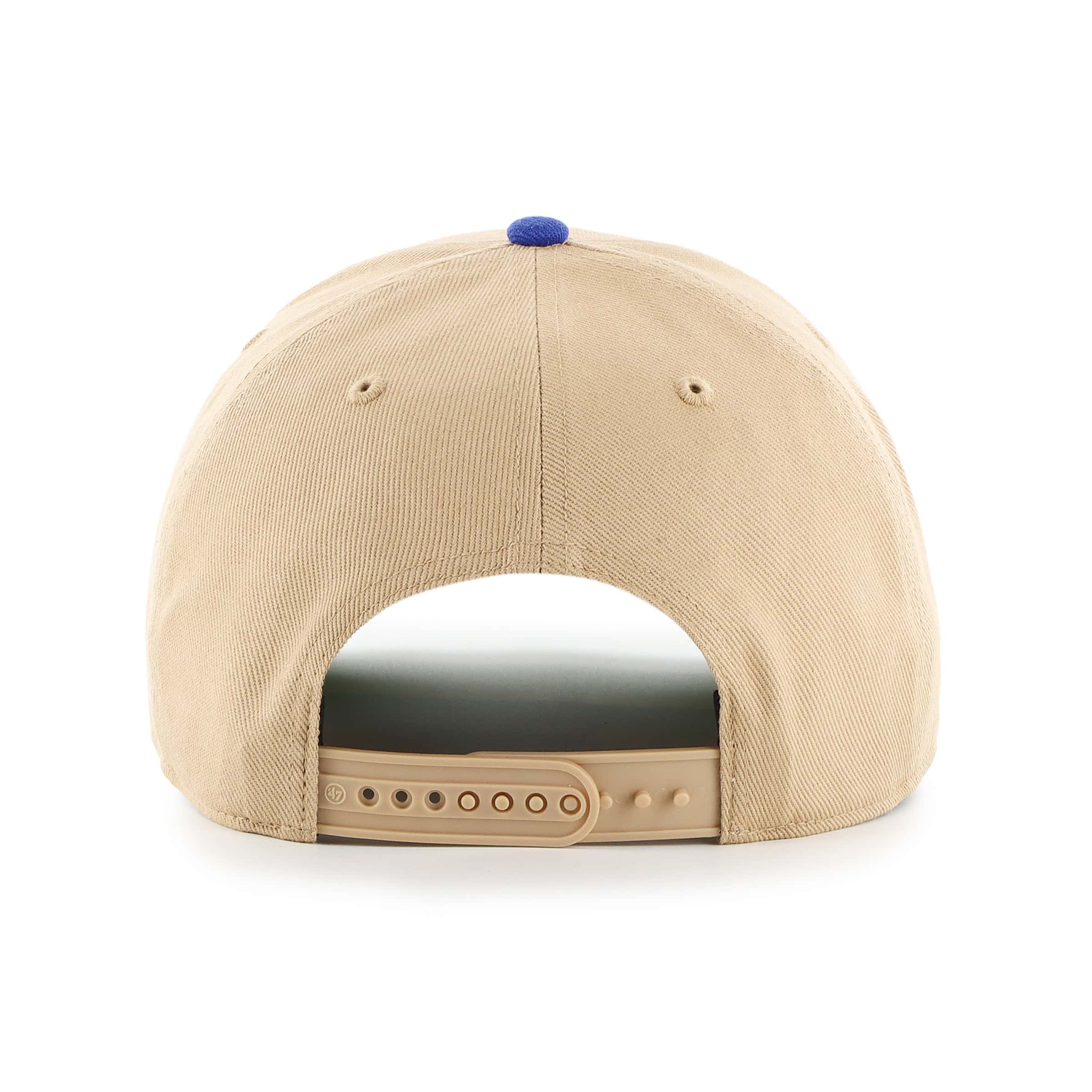 Toronto Blue Jays MLB 47 Brand Men's Khaki / Royal Two Tone 1977 Logo Hitch Snapback Hat