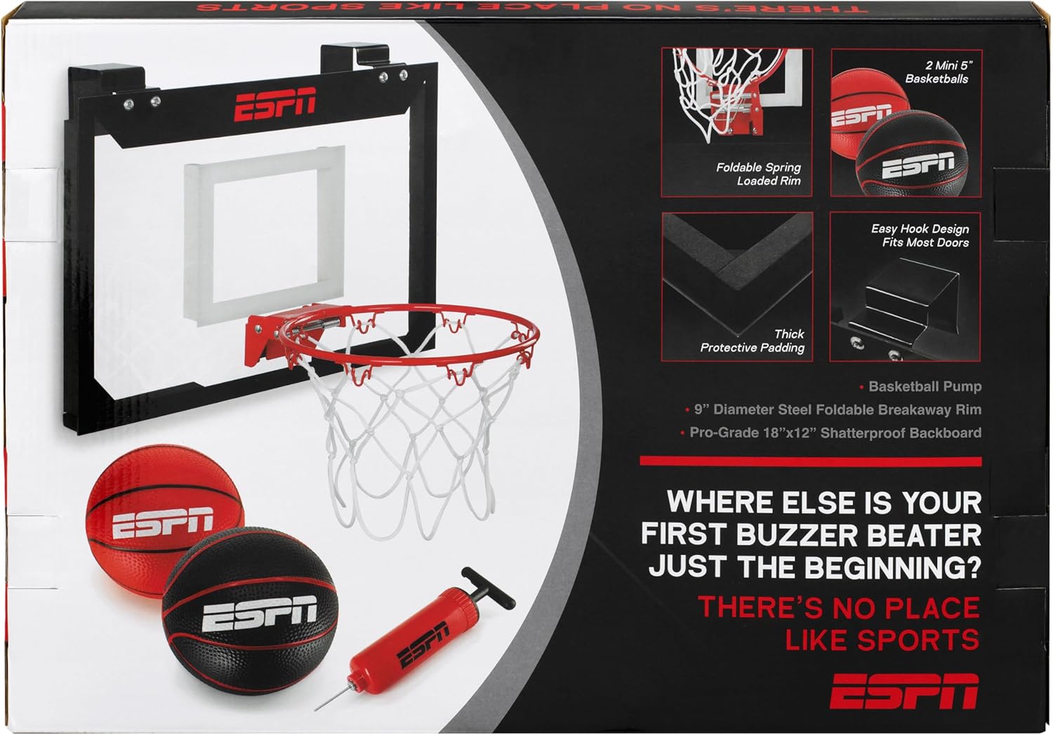 ESPN Pro Mini Basketball Hoop With Foldable Rim