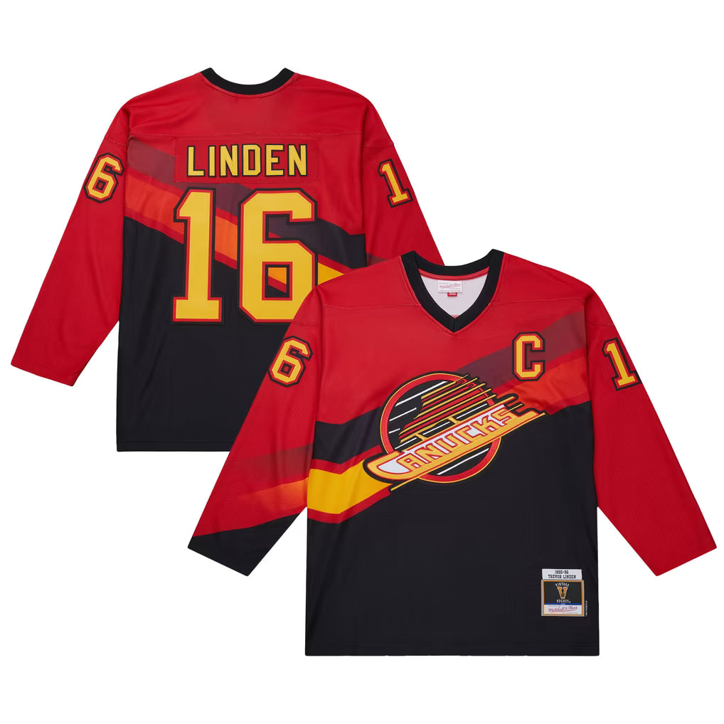 Trevor Linden Vancouver Canucks NHL Mitchell & Ness Men's Red 1995-1996 Power Play Authentic Jersey