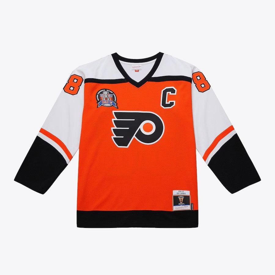 Eric Lindros Philadelphia Flyers NHL Mitchell & Ness Men's Orange 1996-97 Power Play Authentic Jersey