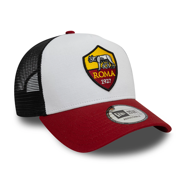Casquette snapback New Era 9Forty Trucker Core blanche/rouge pour homme de l'AS Roma Serie A