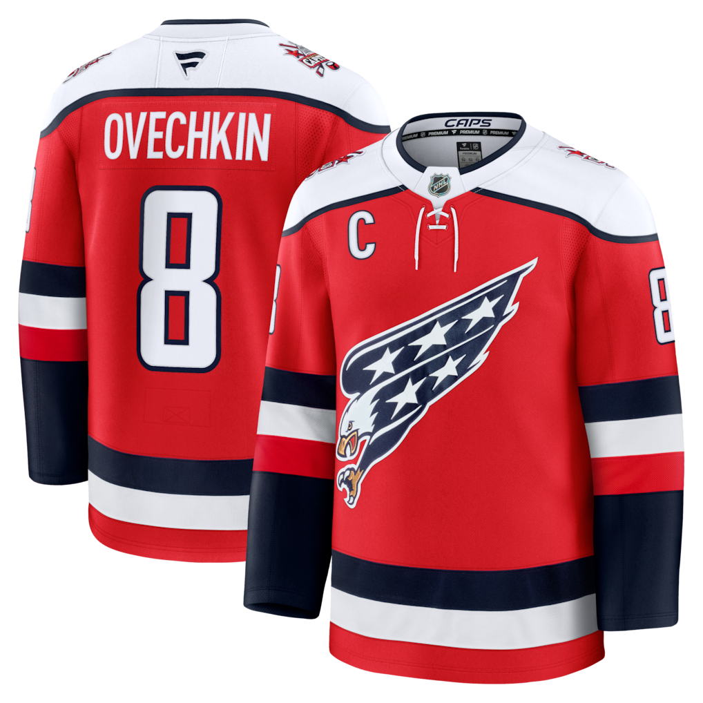 Maillot alternatif rouge premium pour homme Alexander Ovechkin des Capitals de Washington (NHL) de marque Fanatics