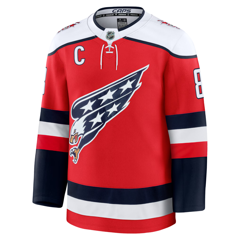Maillot alternatif rouge premium pour homme Alexander Ovechkin des Capitals de Washington (NHL) de marque Fanatics