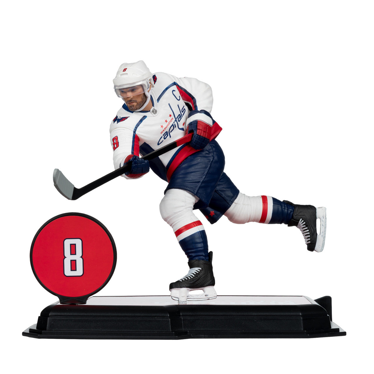 Figurine articulée de 18 cm d'Alexander Ovechkin des Capitals de Washington de la NHL, série Legacy, uniforme blanc, McFarlane Toys.