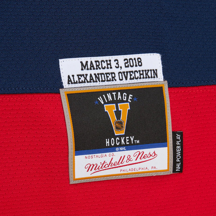 Maillot authentique Mitchell & Ness pour homme, bleu marine, des Capitals de Washington, série Stadium 2018, Alexander Ovechkin