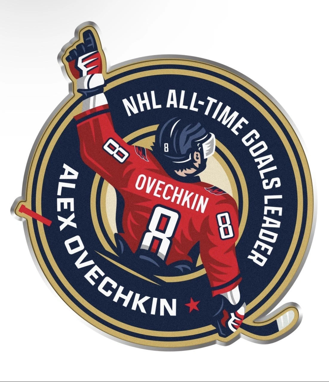 Épingle en émail de collection Alexander Ovechkin, Capitals de Washington, NHL TSV 895 buts