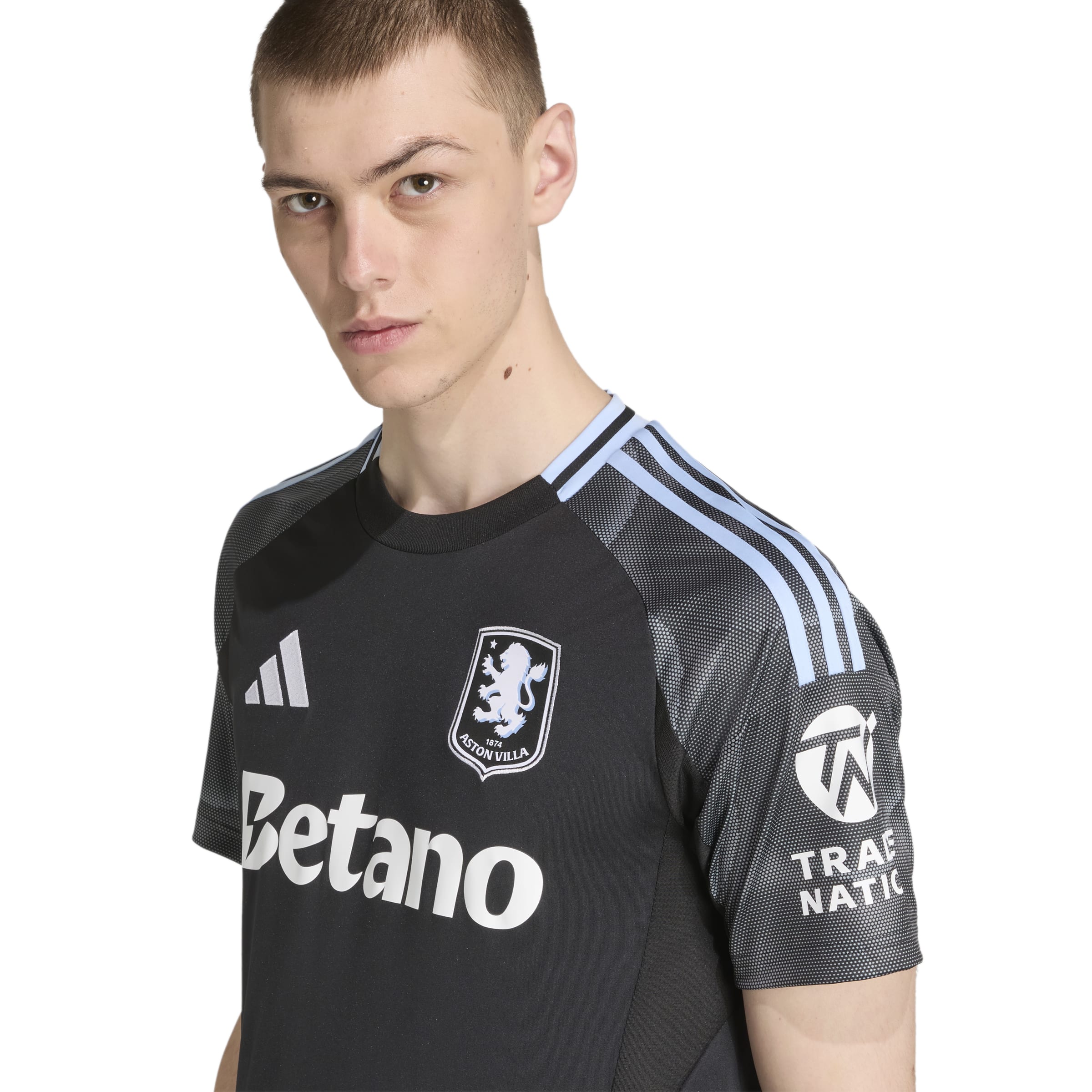 Maillot extérieur réplique noir Adidas Aston Villa EPL homme 2025/26