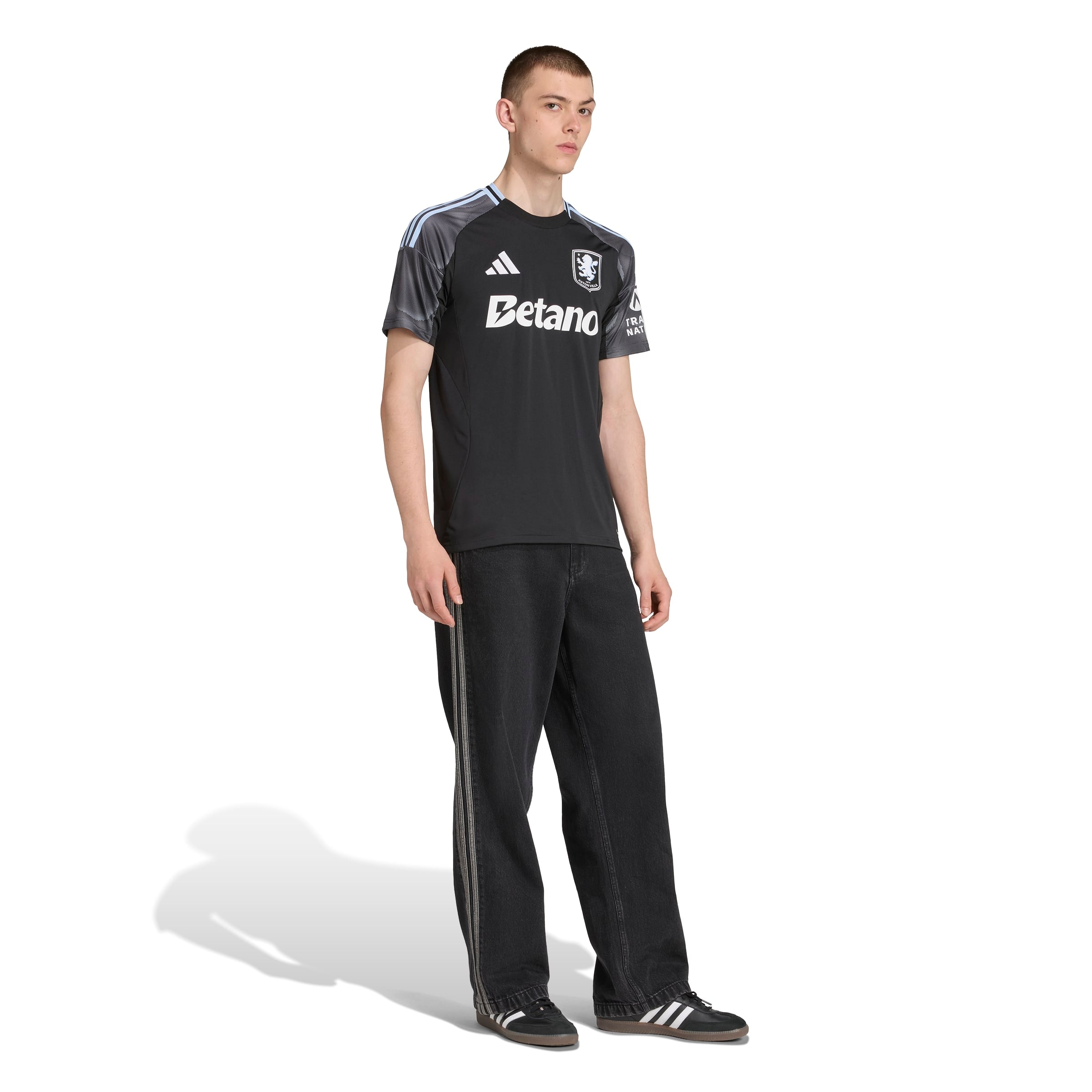 Maillot extérieur réplique noir Adidas Aston Villa EPL homme 2025/26
