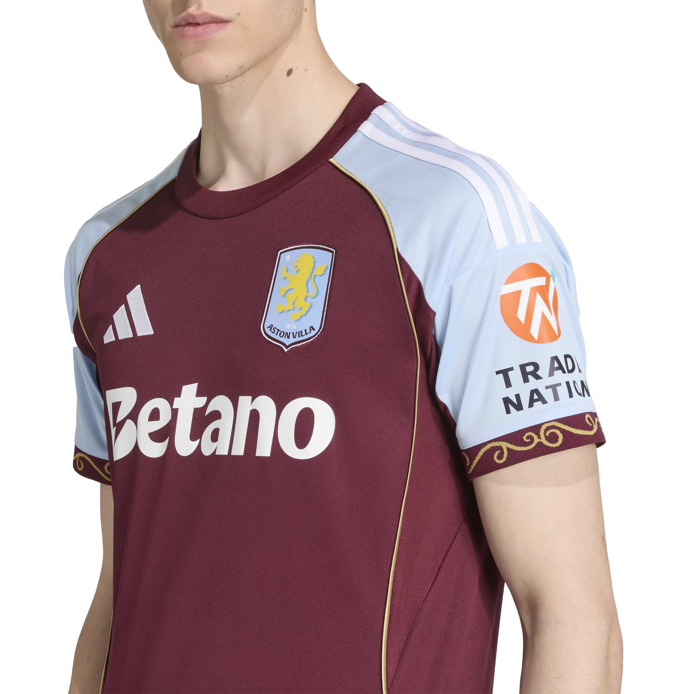 Maillot domicile réplique Aston Villa EPL Adidas pour homme, couleur bordeaux, saison 2025/26
