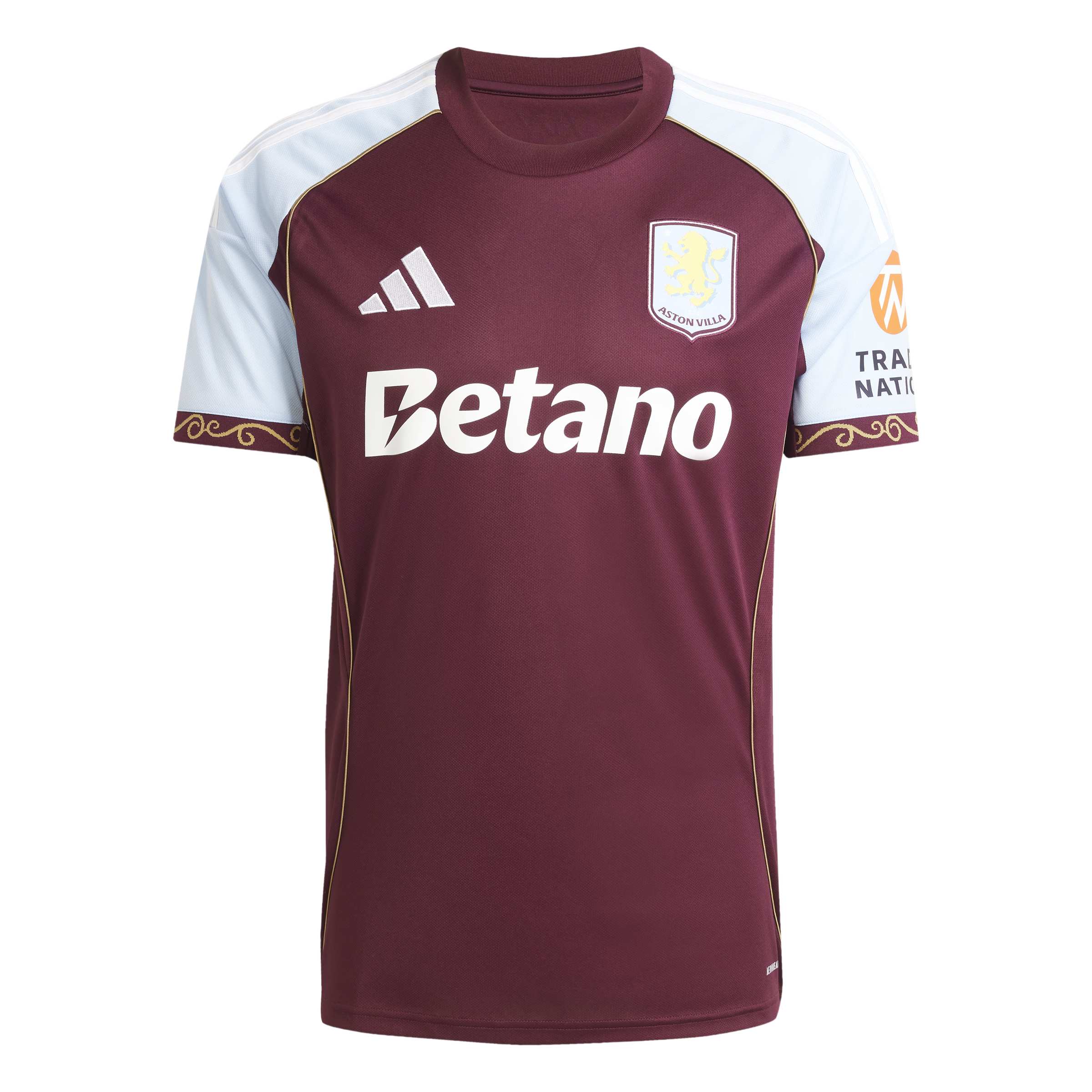 Maillot domicile réplique Aston Villa EPL Adidas pour homme, couleur bordeaux, saison 2025/26