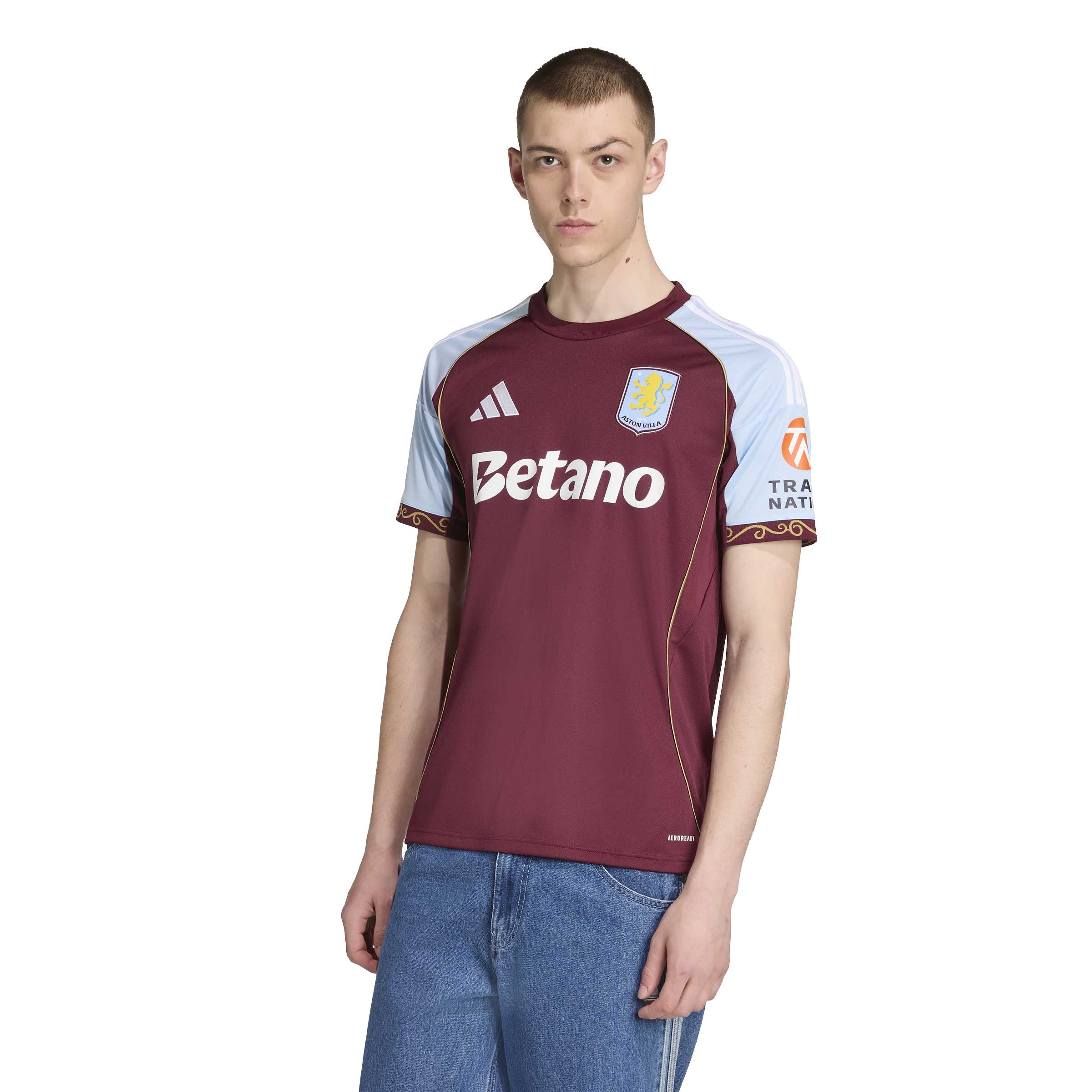 Maillot domicile réplique Aston Villa EPL Adidas pour homme, couleur bordeaux, saison 2025/26
