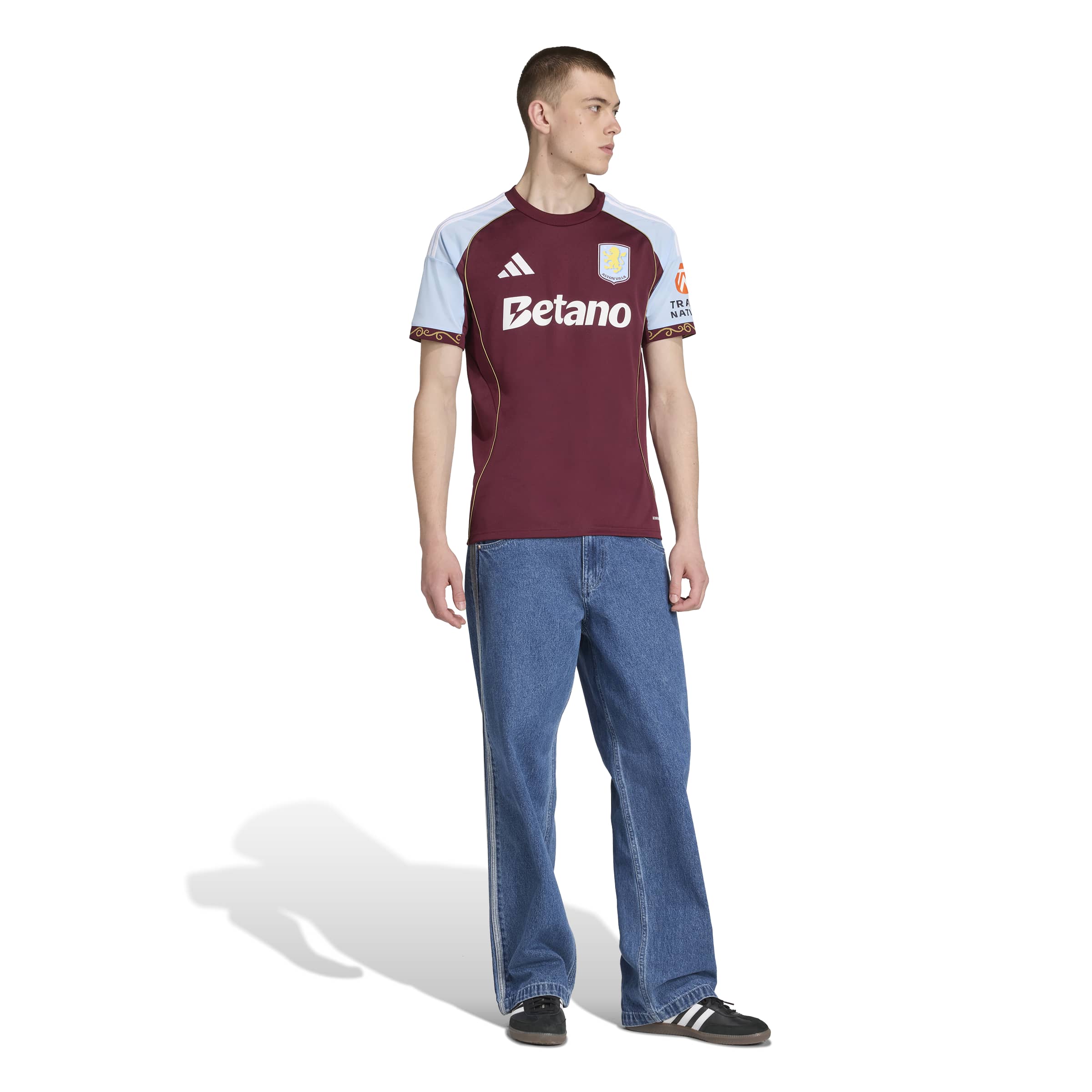 Maillot domicile réplique Aston Villa EPL Adidas pour homme, couleur bordeaux, saison 2025/26