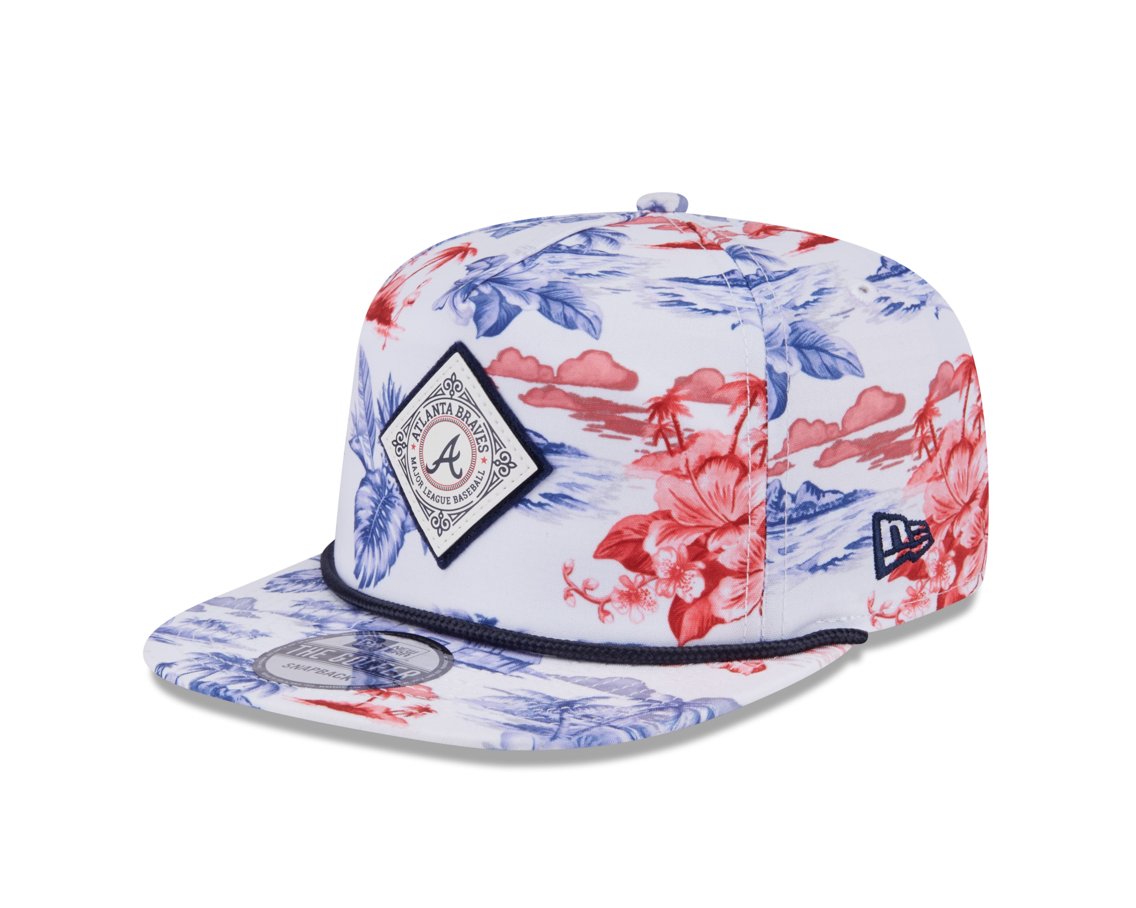 Casquette à visière à imprimé golfeur MLB New Era pour homme Atlanta Braves White Cord