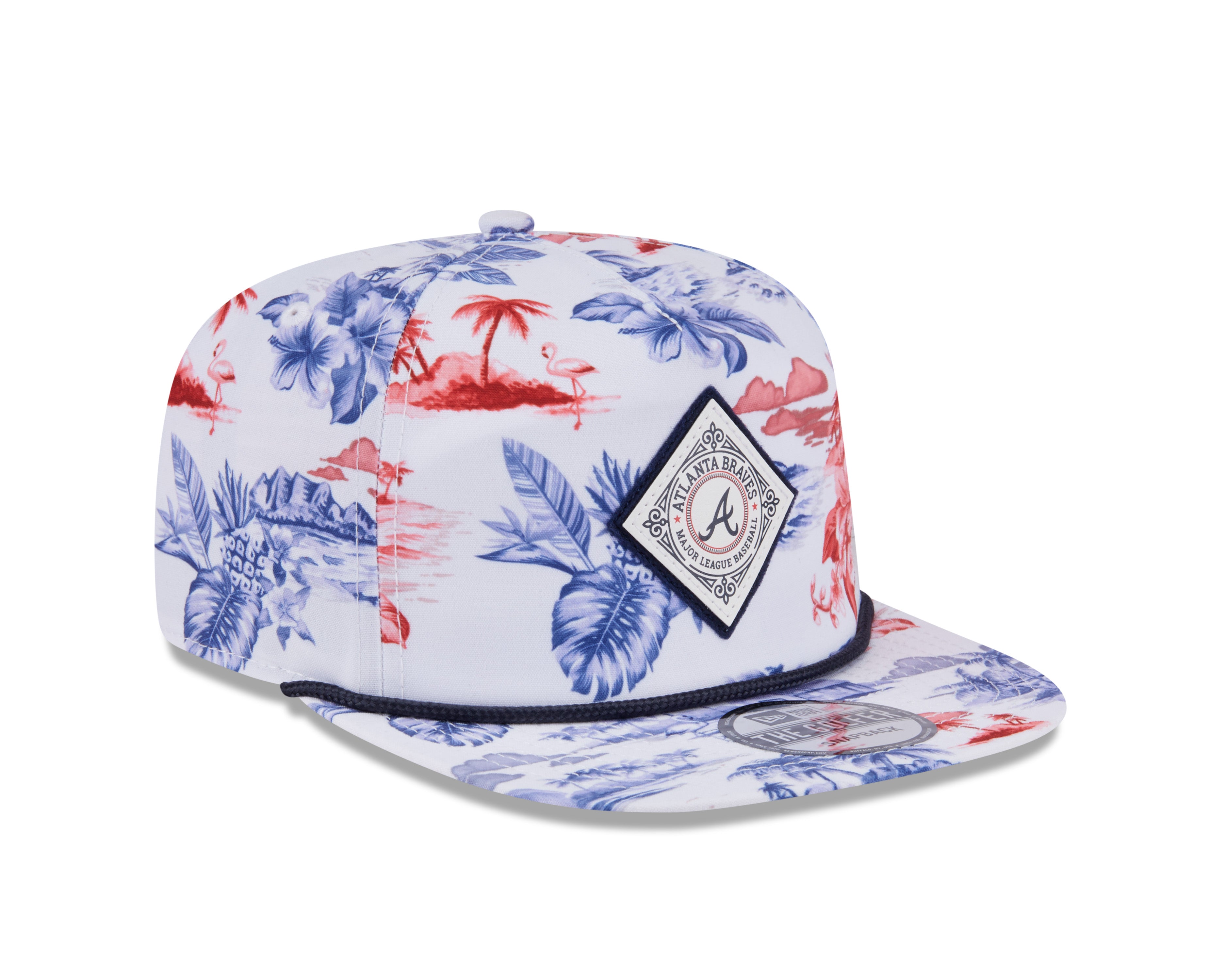 Casquette à visière à imprimé golfeur MLB New Era pour homme Atlanta Braves White Cord