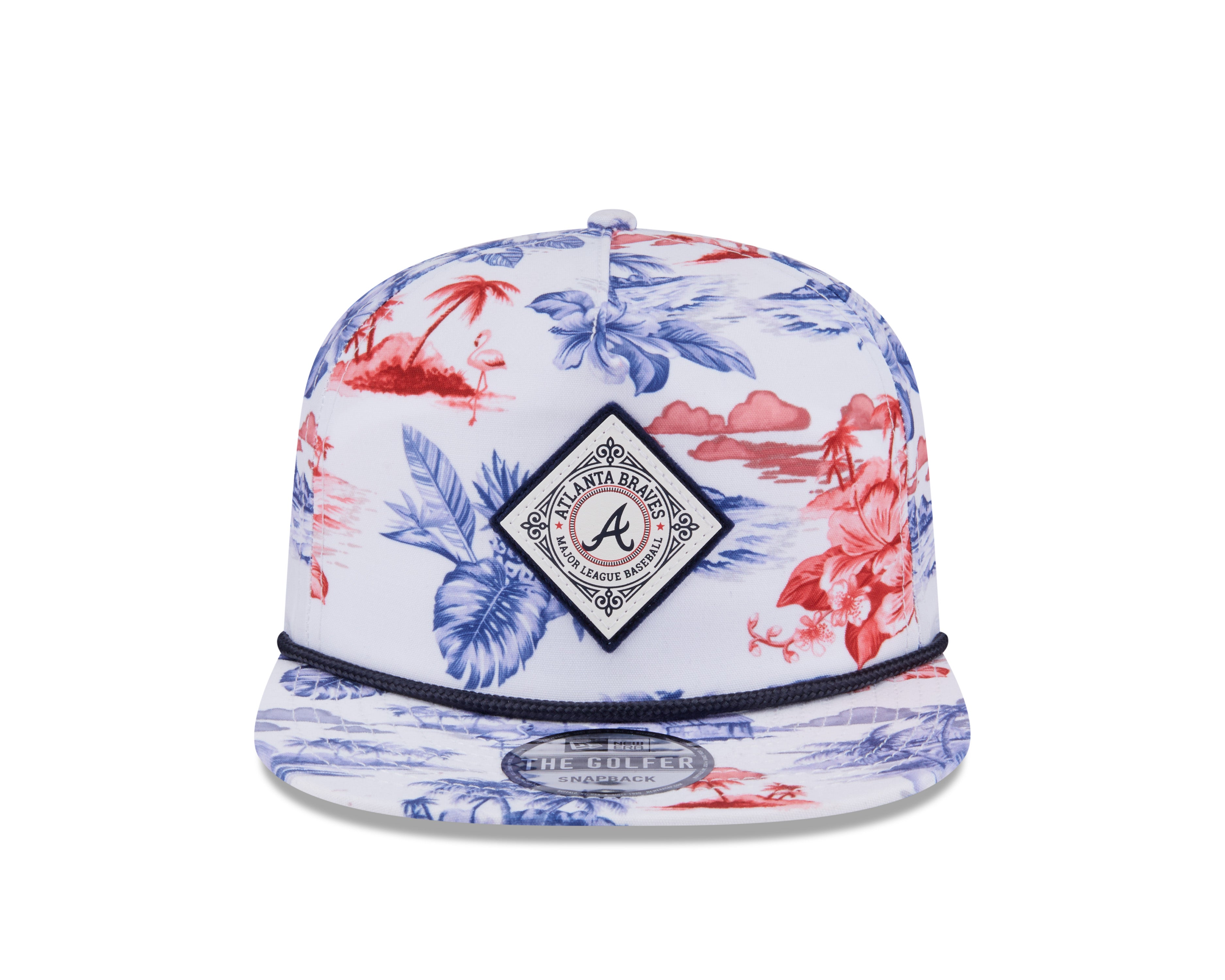 Casquette à visière à imprimé golfeur MLB New Era pour homme Atlanta Braves White Cord