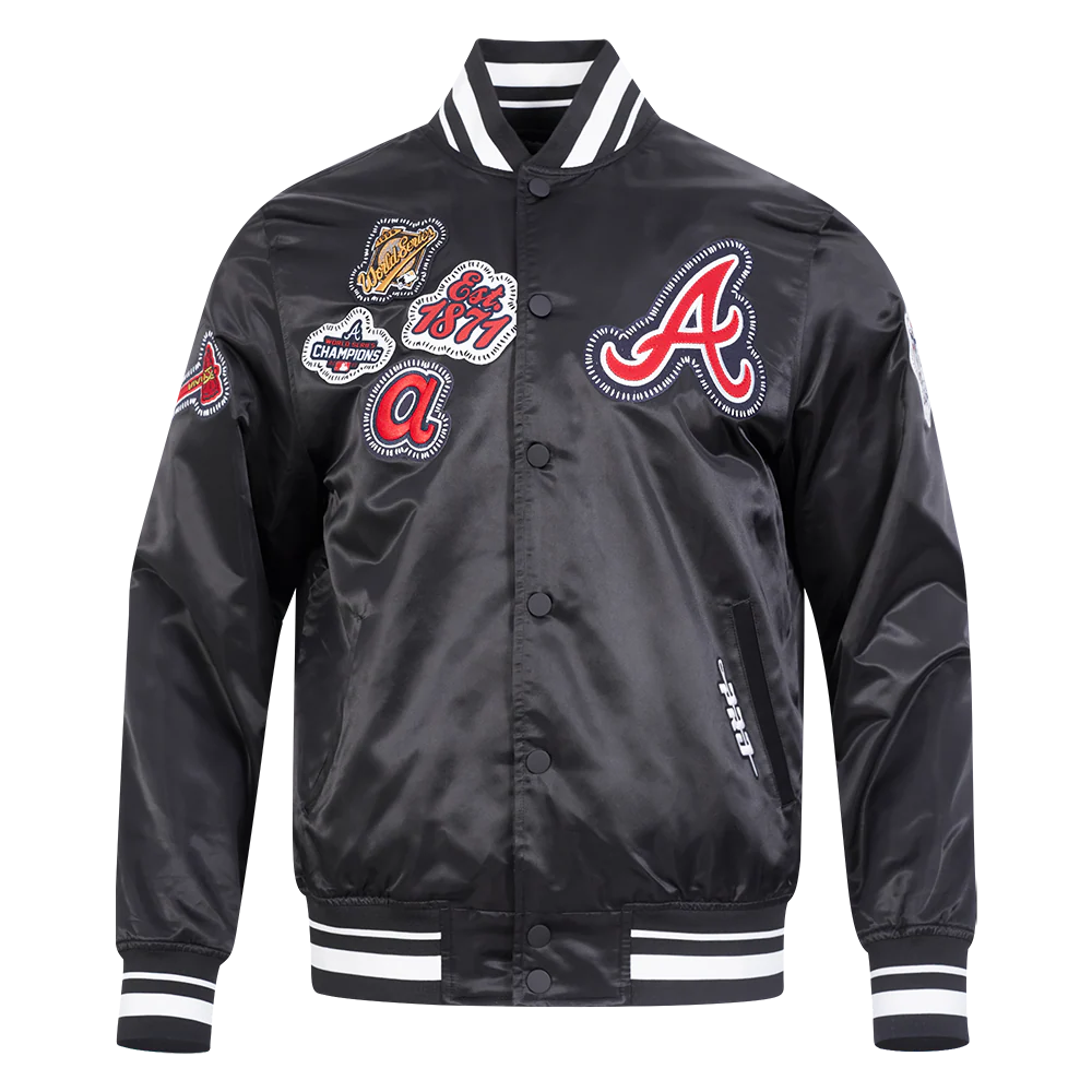 Atlanta Braves MLB Pro Standard Men's Black DIY Pick Stitch Rib Satin Jacket
