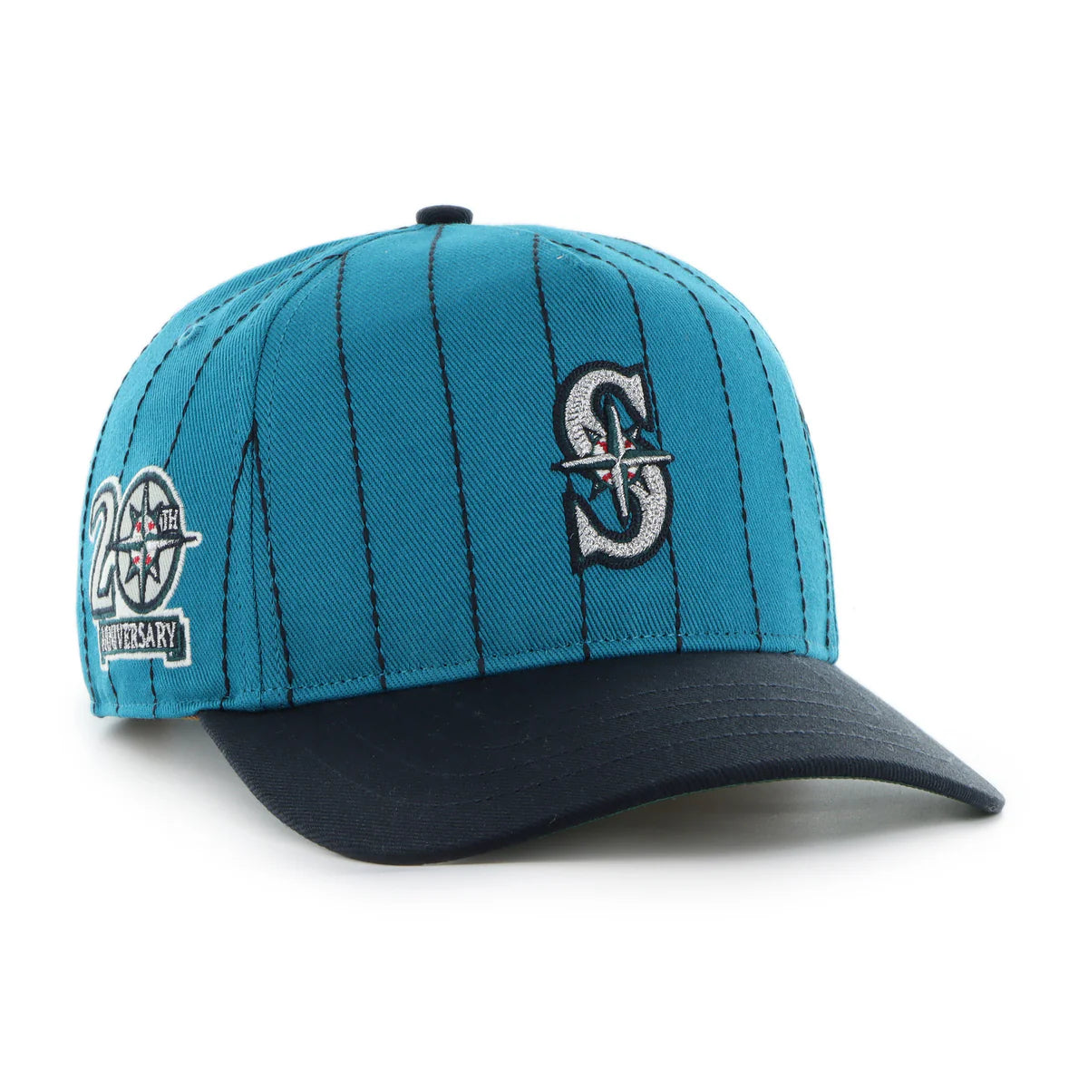 Casquette ajustable Seattle Mariners MLB 47 Brand Teal Rawlings à rayures verticales pour homme