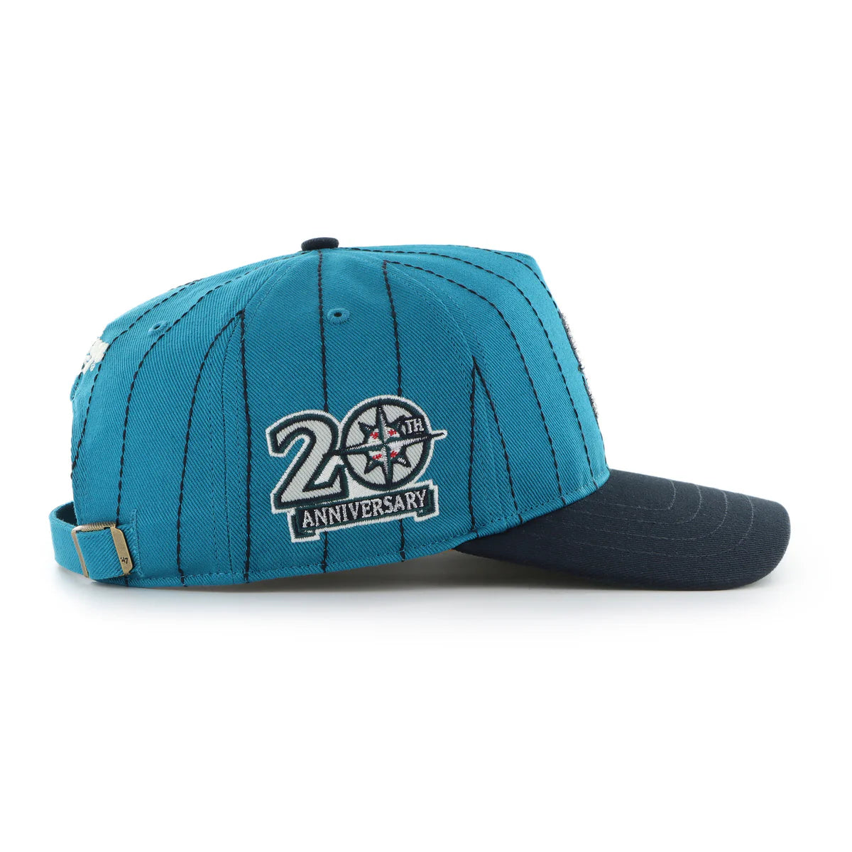 Casquette ajustable Seattle Mariners MLB 47 Brand Teal Rawlings à rayures verticales pour homme