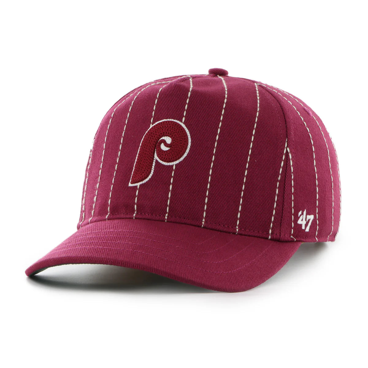 Philadelphia Phillies MLB 47 Brand Men's Burgundy Rawlings Pinstripe Hitch Adjustable Hat