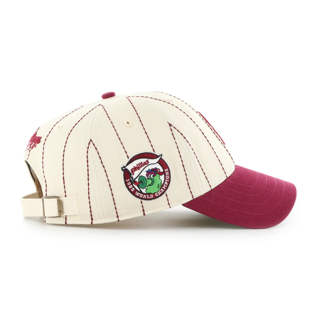 Philadelphia Phillies MLB 47 Brand Men's Beige Rawlings Pinstripe Clean Up Adjustable Hat