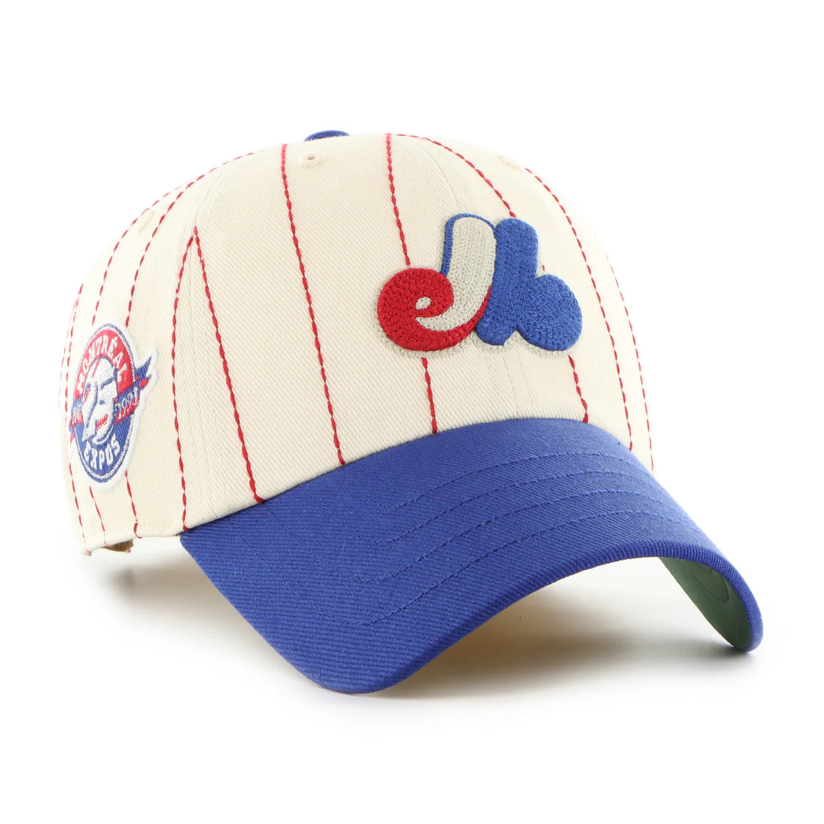 Montreal Expos MLB 47 Brand Men's Beige Rawlings Pinstripe Clean Up Adjustable Hat