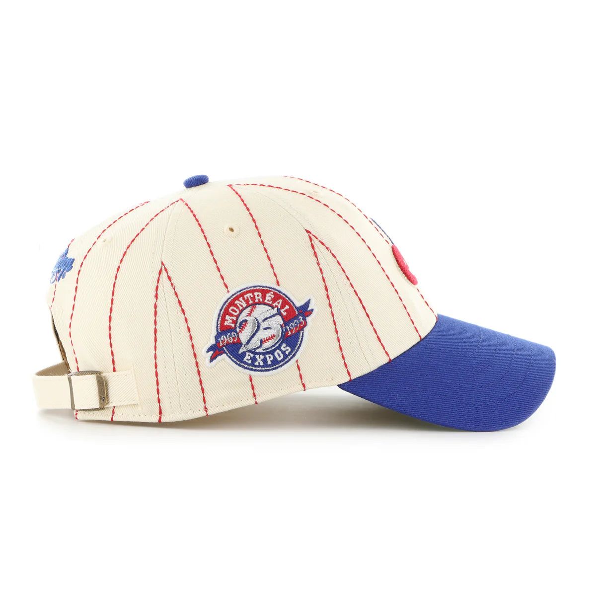 Montreal Expos MLB 47 Brand Men's Beige Rawlings Pinstripe Clean Up Adjustable Hat