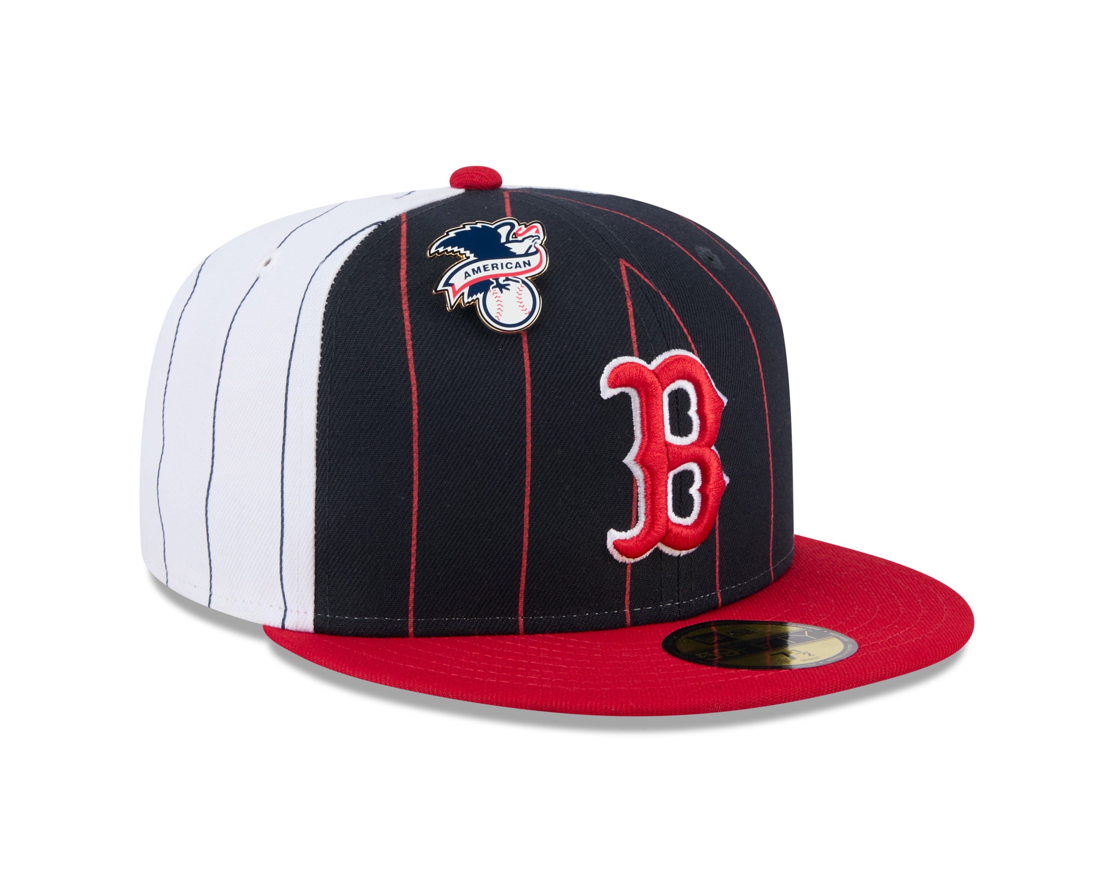 Boston Red Sox MLB New Era Men's Navy 59Fifty Two Tone Pinstripe Fitted Hat