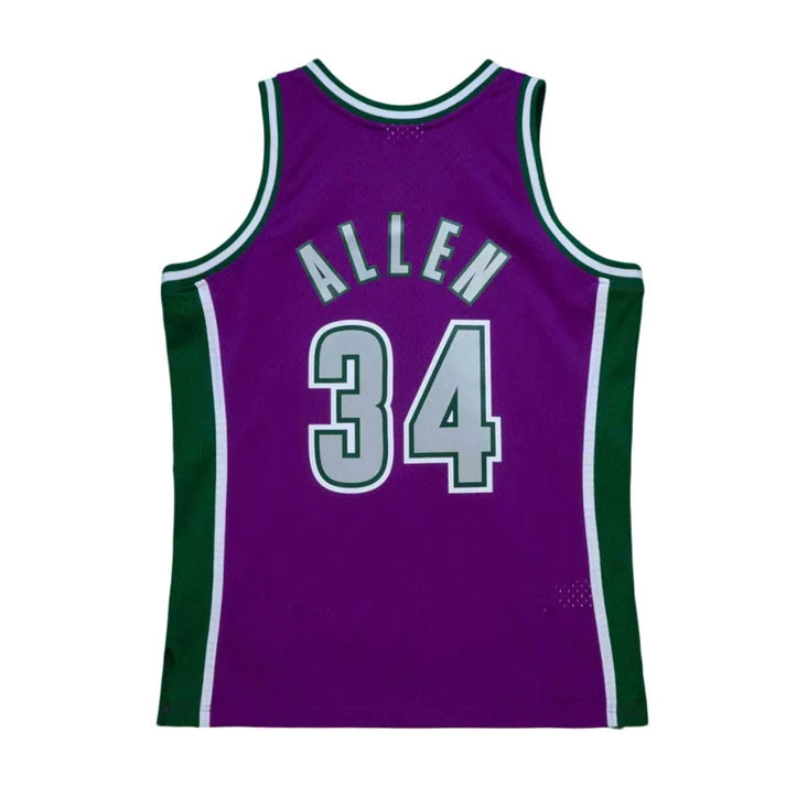 Ray Allen Milwaukee Bucks NBA Mitchell & Ness Men's Purple 2001-02 Hardwood Classics Swingman Jersey
