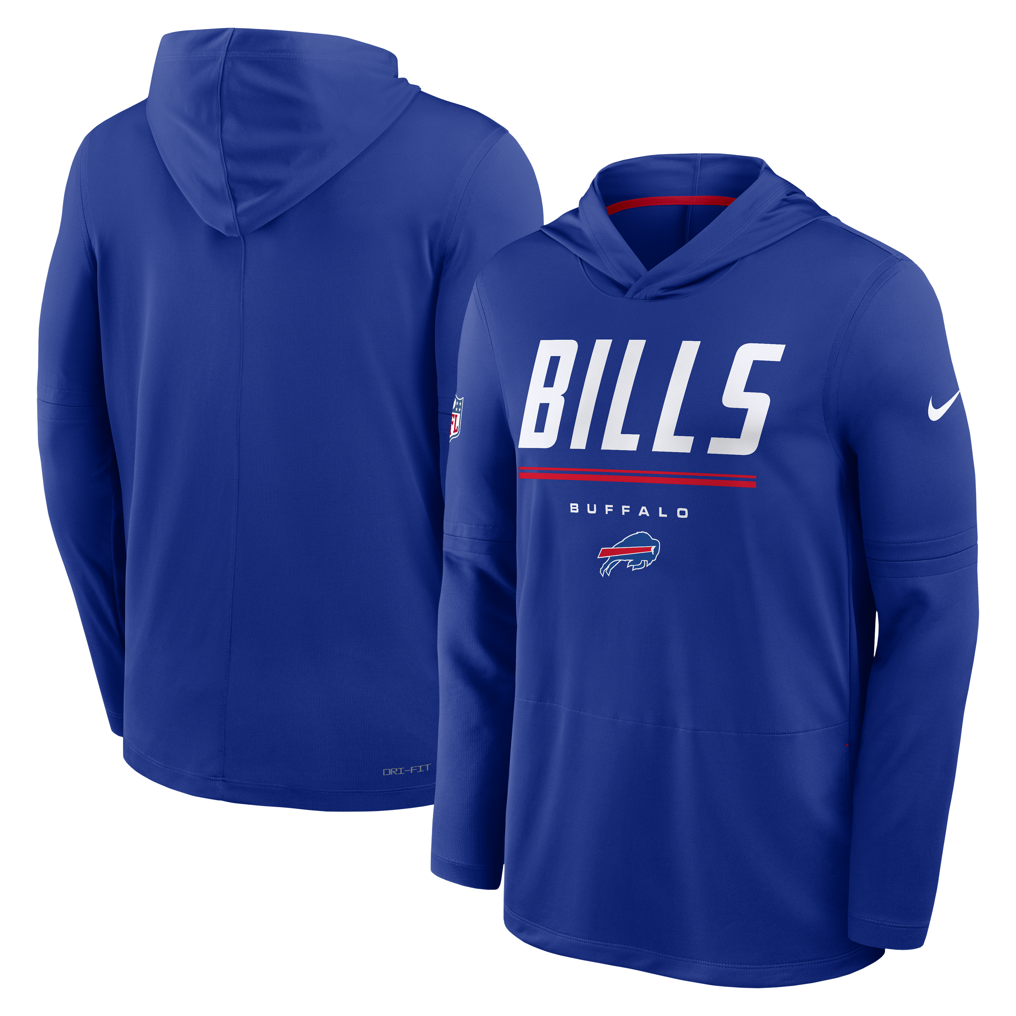 Buffalo Bills NFL Nike Men's Royal Blue Sideline Dri-FIT Lightweight Long Sleeve Hoodie