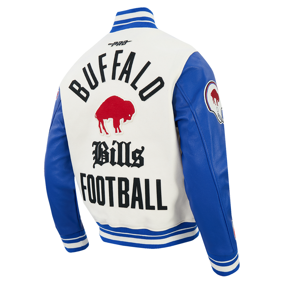 Buffalo Bills NFL Pro Standard Men's Eggshell/Royal Blue Modern Originals Rib Wool Varsity Jacket