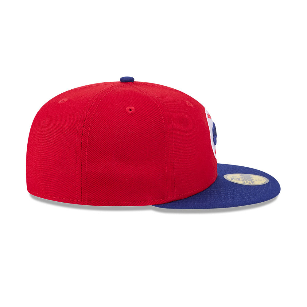 Casquette ajustée Buffalo Bisons MiLB New Era pour homme, collection authentique alternative rouge/bleu marine 59Fifty