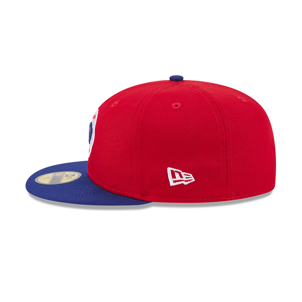 Casquette ajustée Buffalo Bisons MiLB New Era pour homme, collection authentique alternative rouge/bleu marine 59Fifty