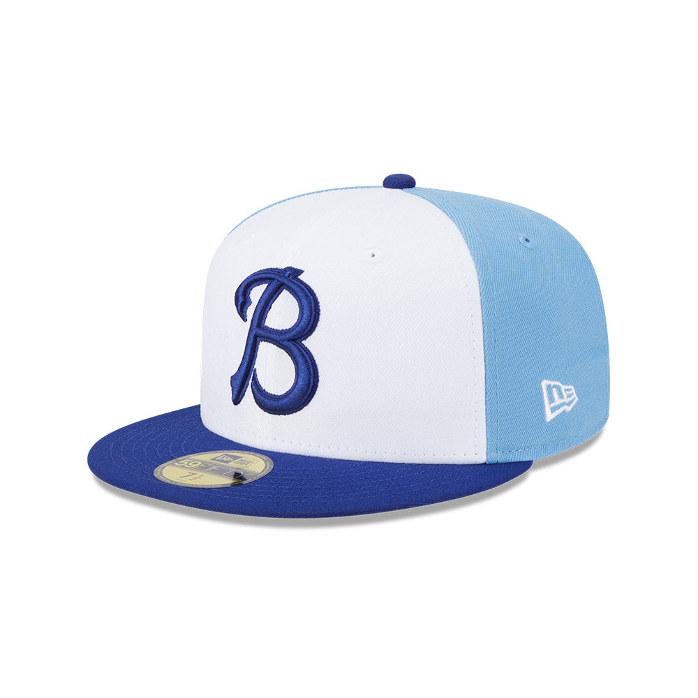 Casquette ajustée Buffalo Bisons MiLB New Era pour homme, collection authentique 59Fifty, blanc/bleu marine