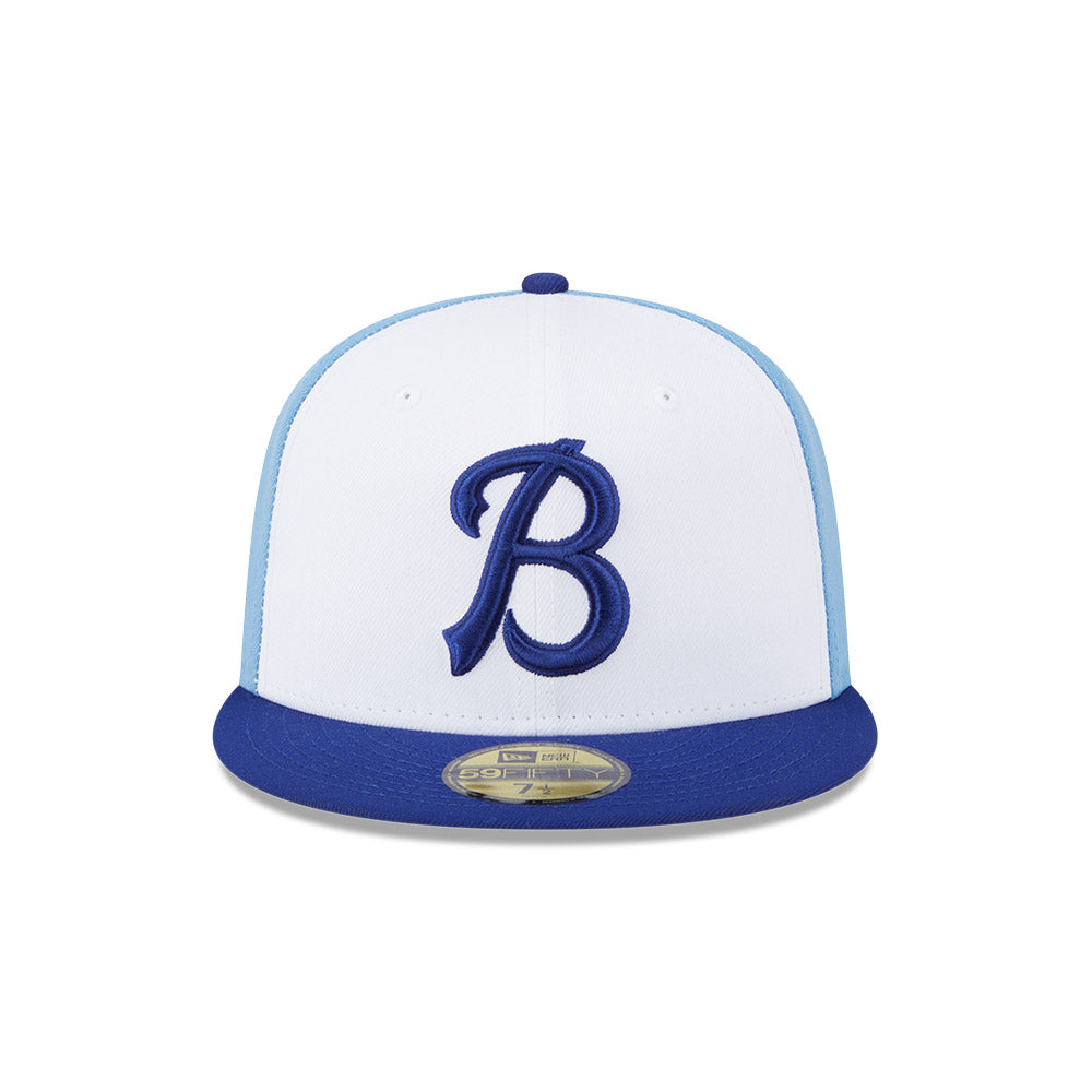 Casquette ajustée Buffalo Bisons MiLB New Era pour homme, collection authentique 59Fifty, blanc/bleu marine