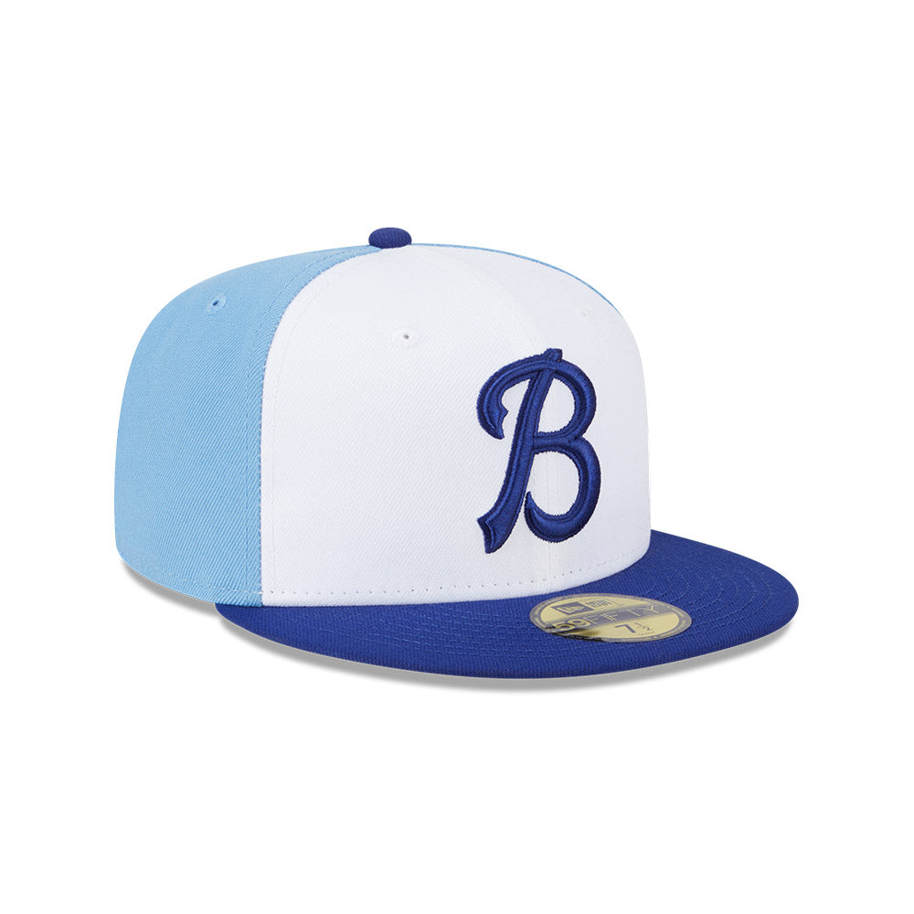 Casquette ajustée Buffalo Bisons MiLB New Era pour homme, collection authentique 59Fifty, blanc/bleu marine