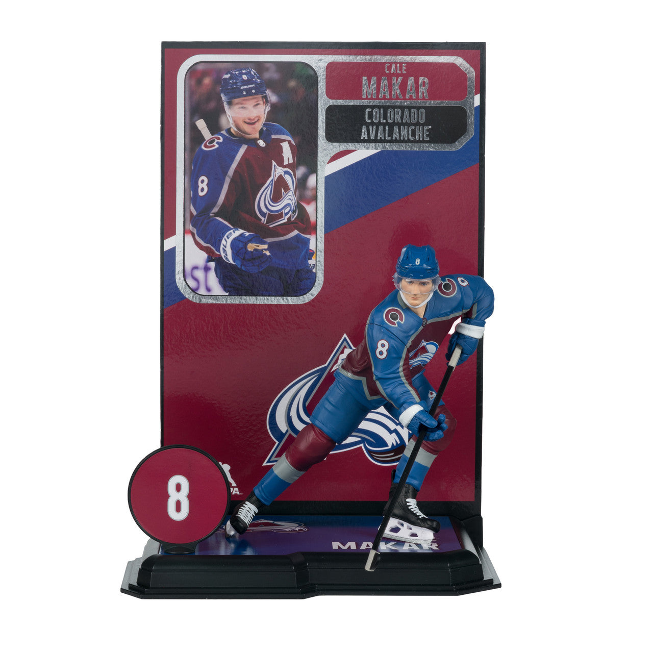 Cale Makar, Colorado Avalanche, NHL, McFarlane Toys, uniforme domicile, série Legacy, figurine articulée de 7 pouces.