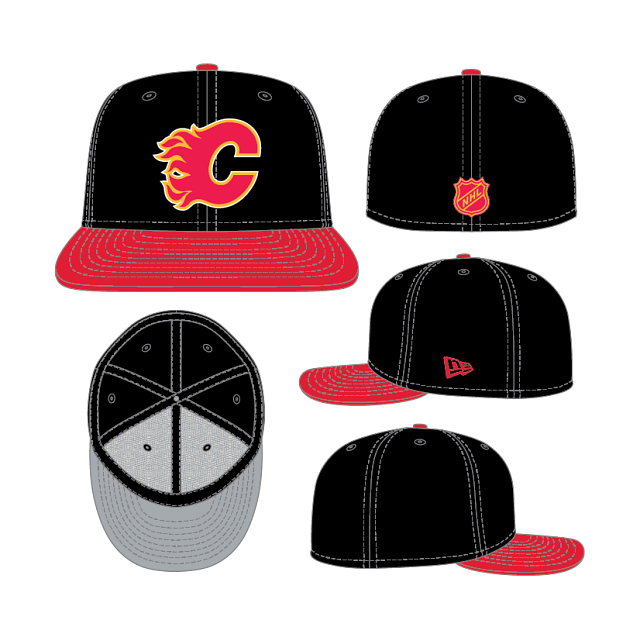Casquette ajustée 59Fifty noire et rouge pour homme des Flames de Calgary (NHL) de New Era